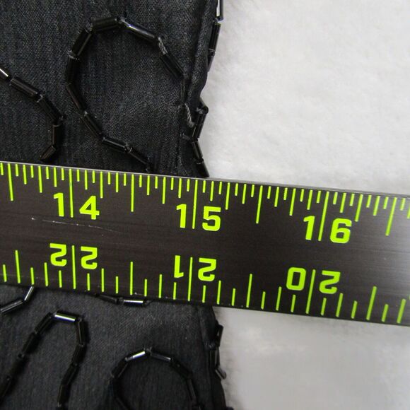 Laurence Kazar Black Gold Beaded Sequin Evening Dress Mini Short Sleeve Silk S - Picture 13 of 13